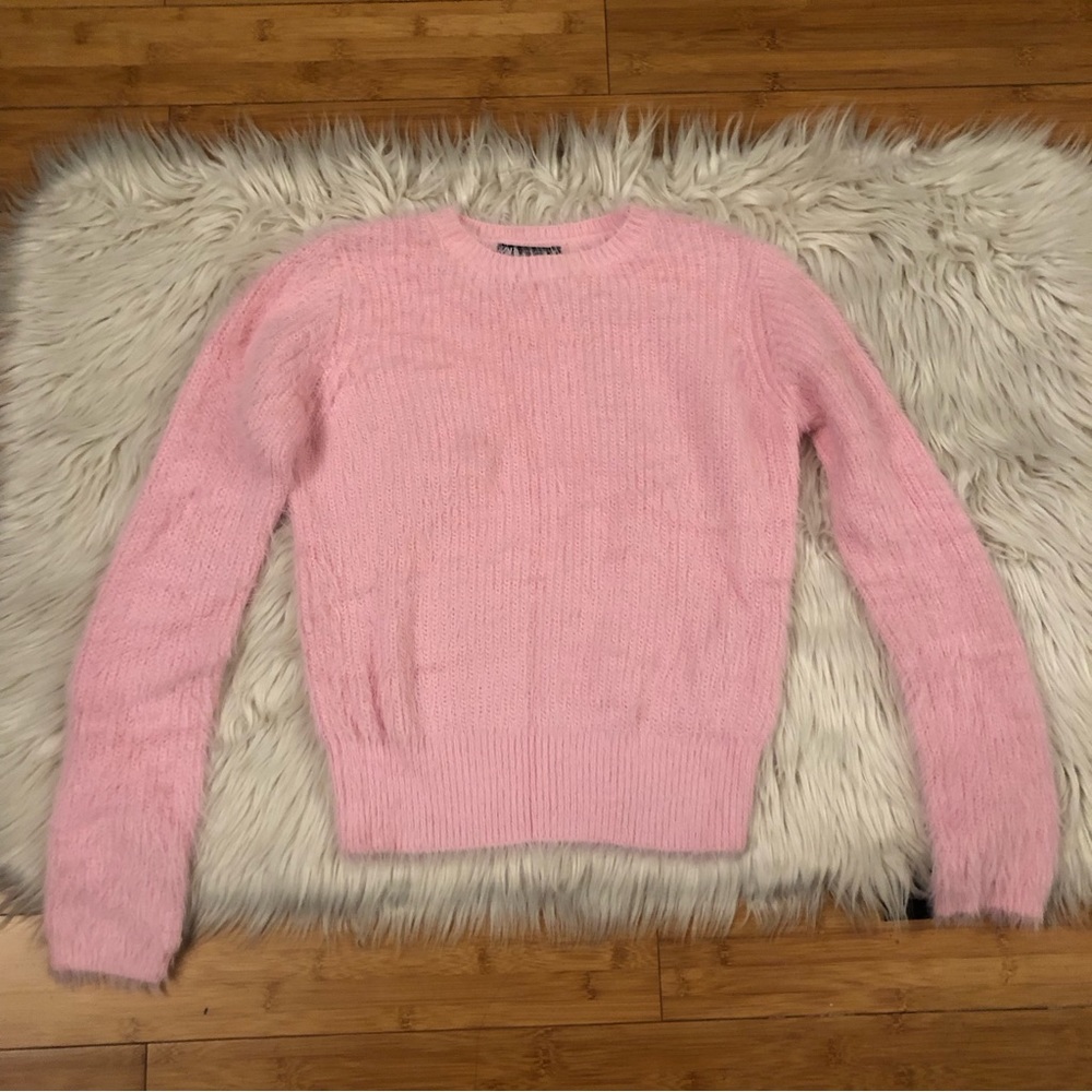 Zara Blush Pink Fuzzy Long Sleeve Sweater Women, size M/L